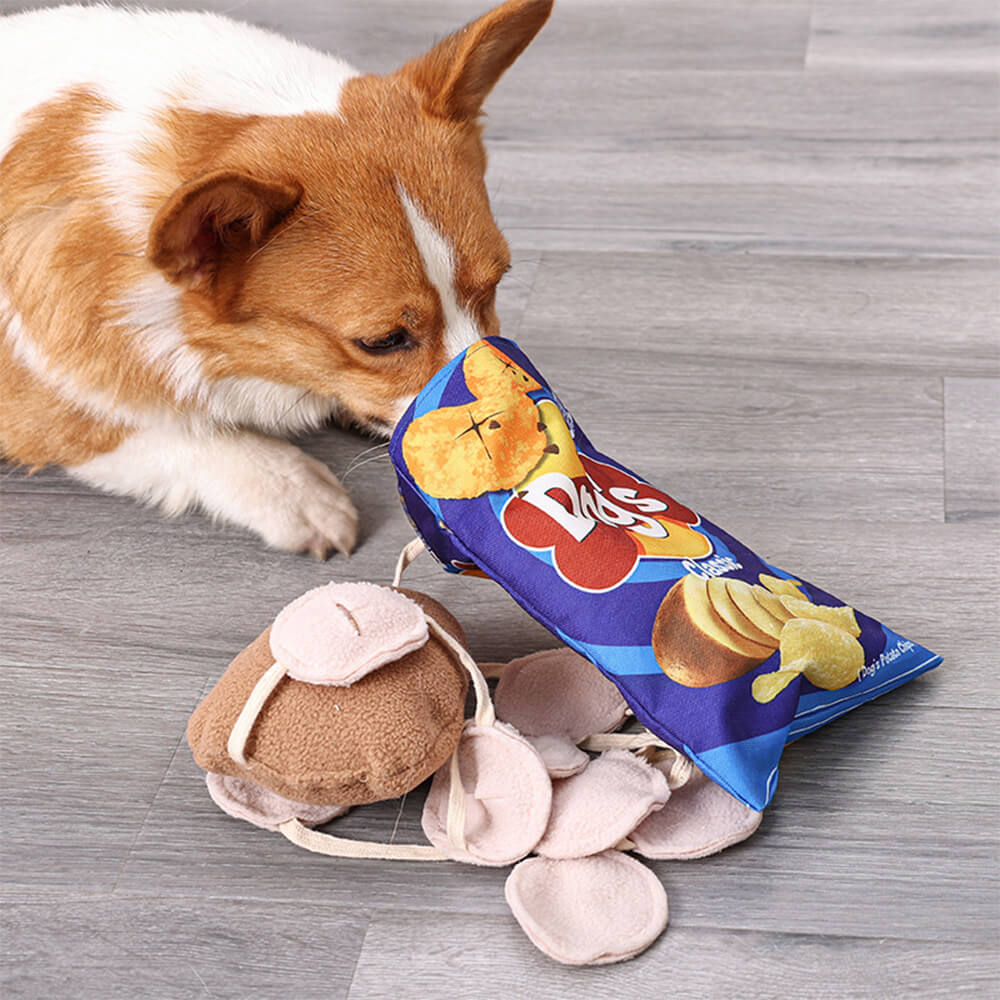 Potato Chips Interaktives Slow Feeder Quietschendes Schnüffel-Hundespielzeug