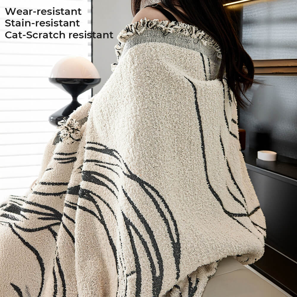 Cubierta minimalista de chenille reversible para el sofá resistente a los cajones de gato