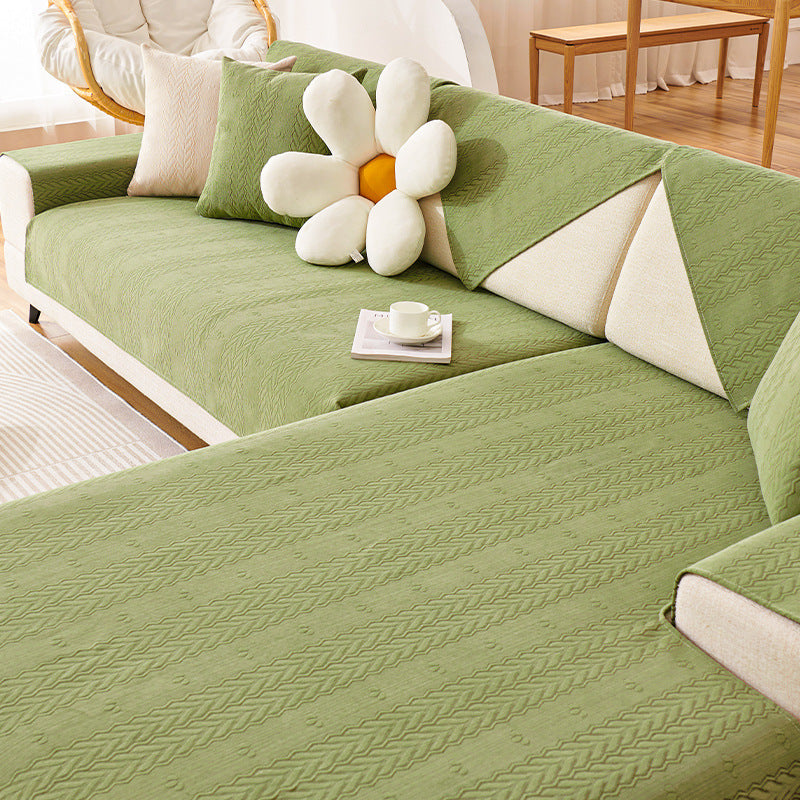 Cubierta de sofá sin deslizamiento transpirable impreso por oreja de trigo Chenille