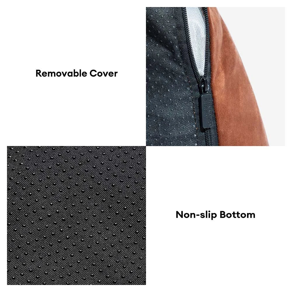 Deluxe Silk Velvet Removable Bolster Orthopedic Dog Bed With Pillow - RegalRest