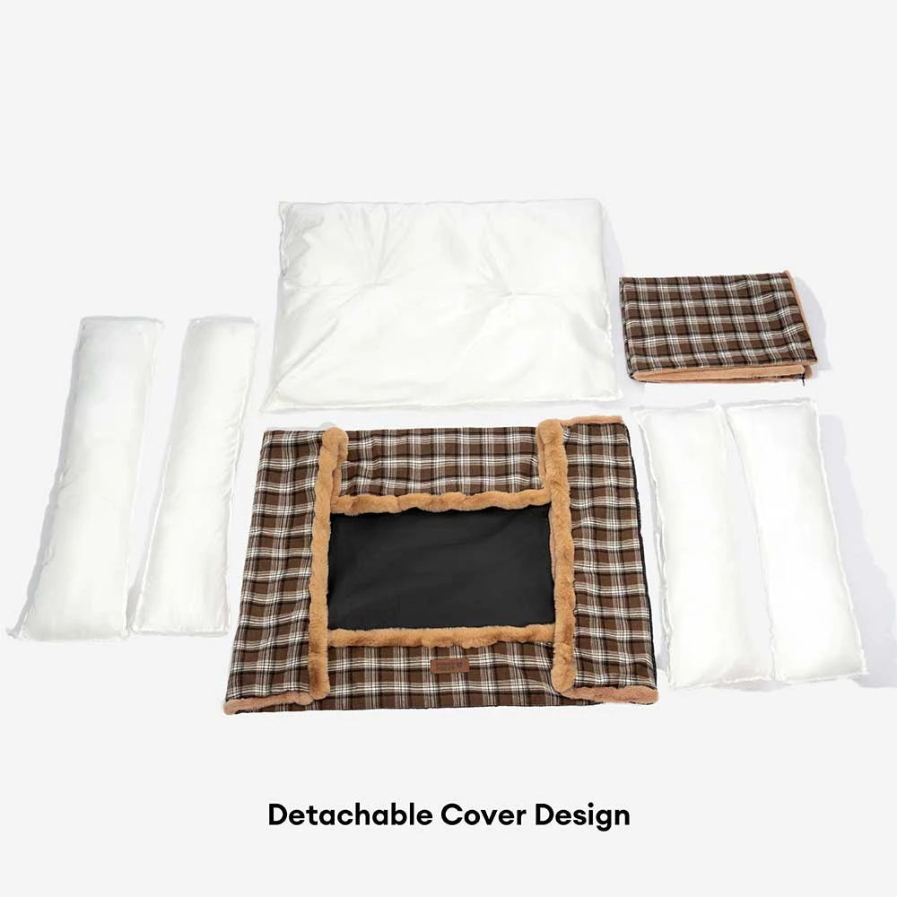 Cama de perros acogedor a checked checken a cuadros Vintage - Tucknap