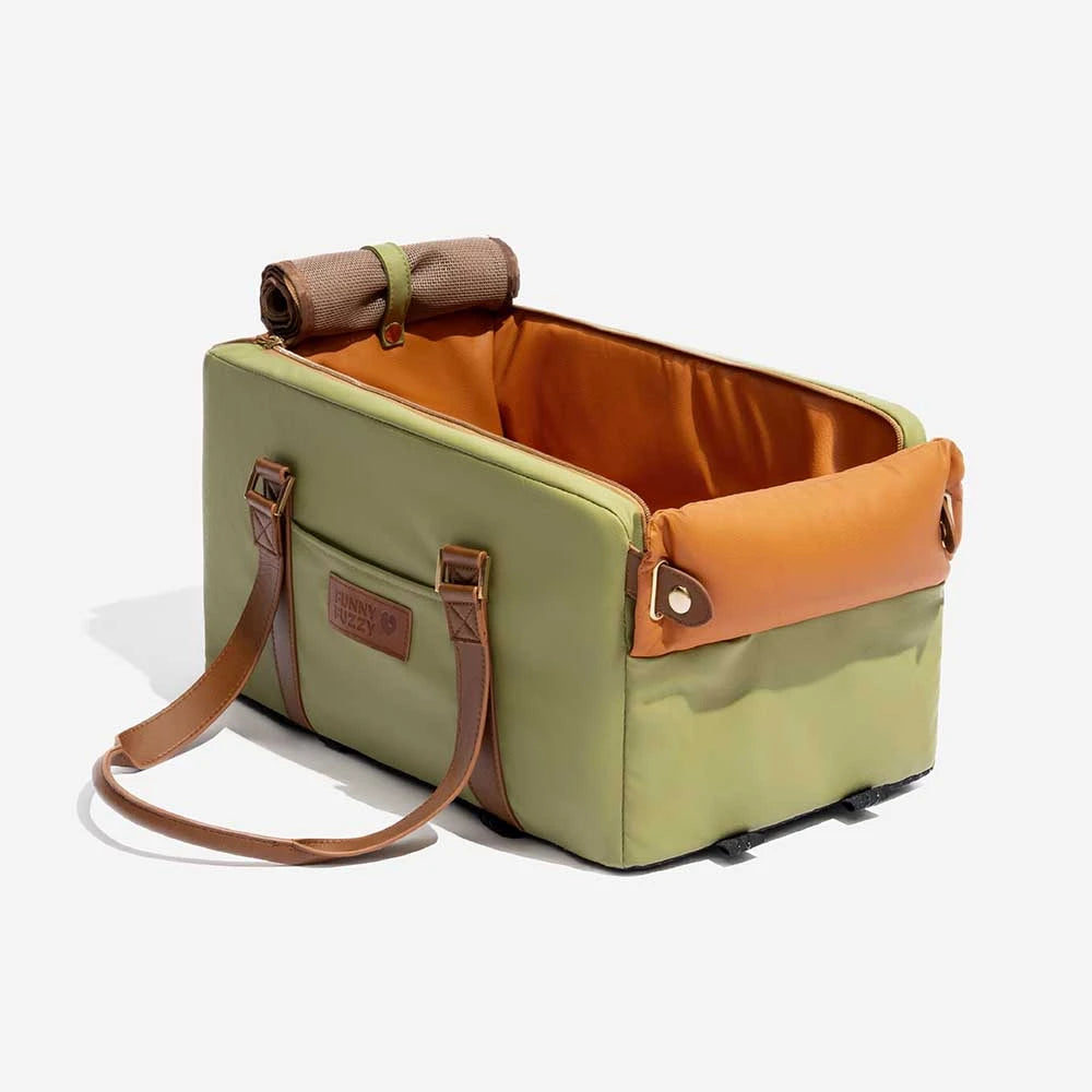 Deluxe Faux Leather Safety Center Console Pet Car Seat and Carrier - Urban Voyager