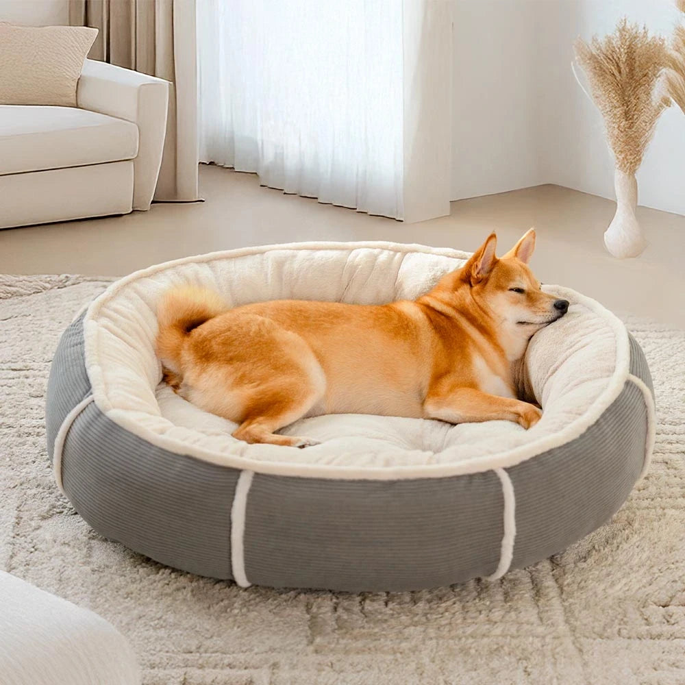 Ultra Plush Corduroy Anti-Anxiety Donut Dog Bed