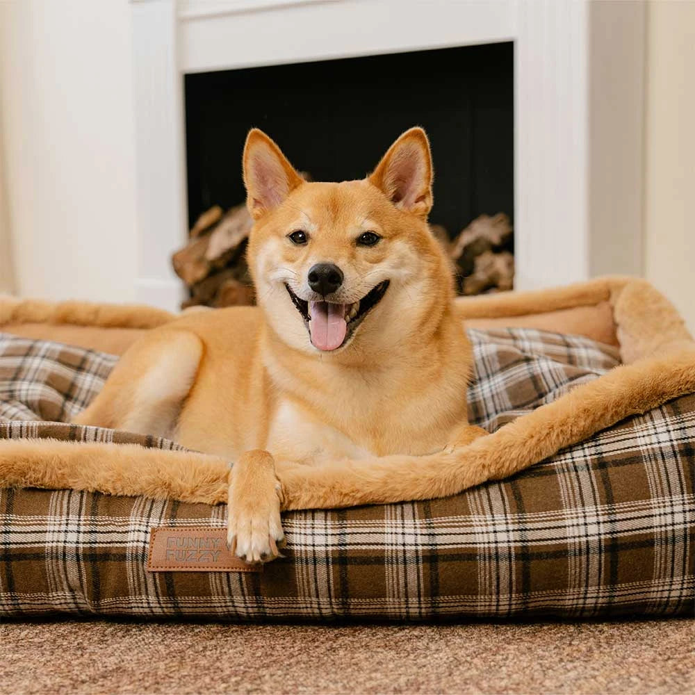 Cama de perros acogedor a checked checken a cuadros Vintage - Tucknap