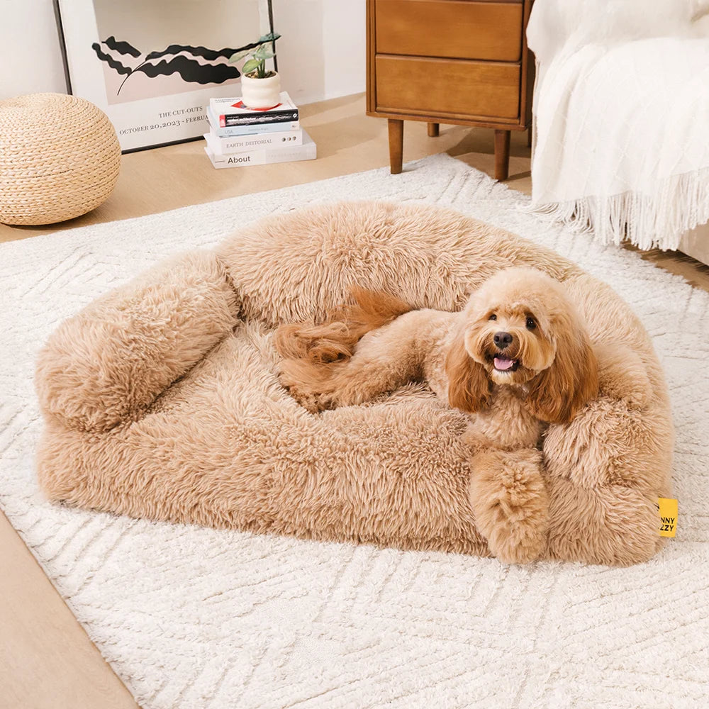 Cama de sofá de perro ortopédico de esponja y esponja de lujoso - Fluffyhaven Fluffyhaven