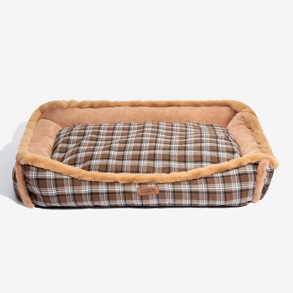 Cama de perros acogedor a checked checken a cuadros Vintage - Tucknap