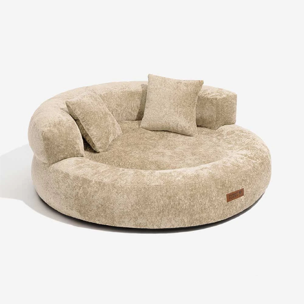 Luxe Diamond Velvet Removable Orthopedic Donut Dog Bed With Pillow - DreamNest