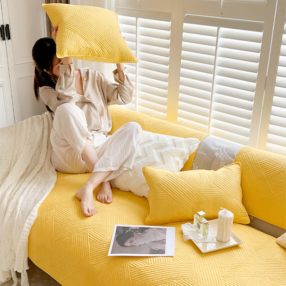 Cubierta de sofá de algodón sólido de algodón sólido de algodón sólido para todas las estaciones