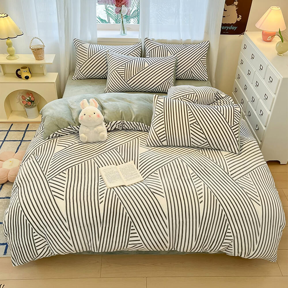 Línea Art Milk Velvet Capa de ropa de cama tibia Reta de sábana