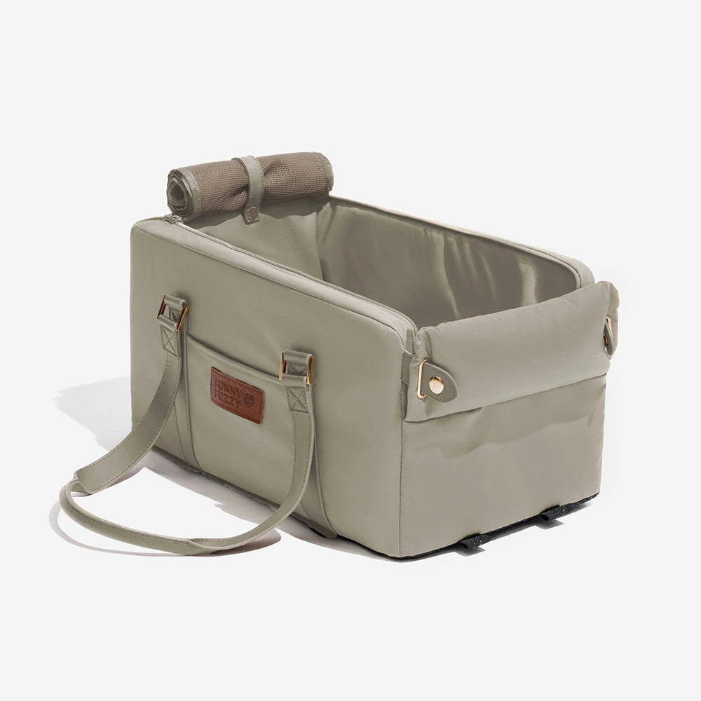 Deluxe Faux Leather Safety Center Console Pet Car Seat and Carrier - Urban Voyager