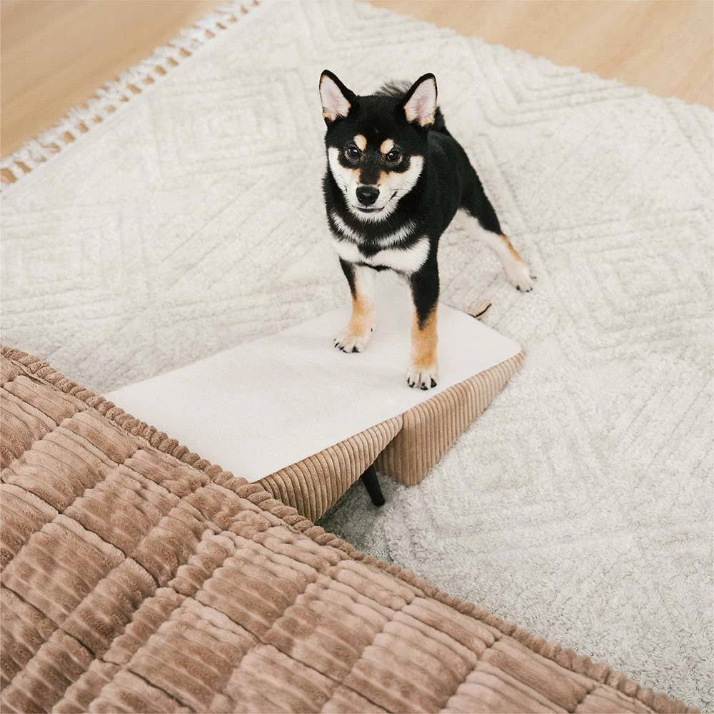 3-in-1 Comfy Corduroy Reinforced Alloy Pet Ramp & Side Stool – StepSure