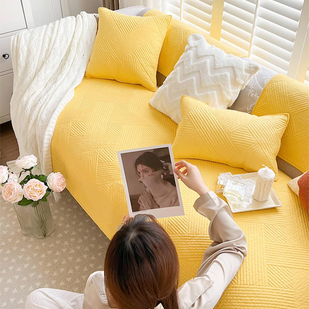 Cubierta de sofá de algodón sólido de algodón sólido de algodón sólido para todas las estaciones