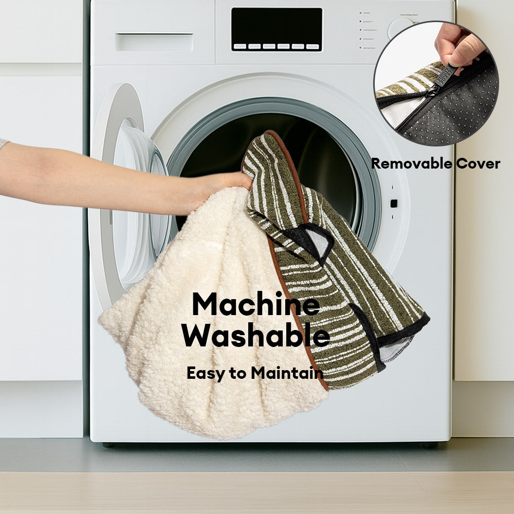 Plush Warm Stripe Orthopedic Dog & Cat Sofa Bed With Pillows- Grove Couch