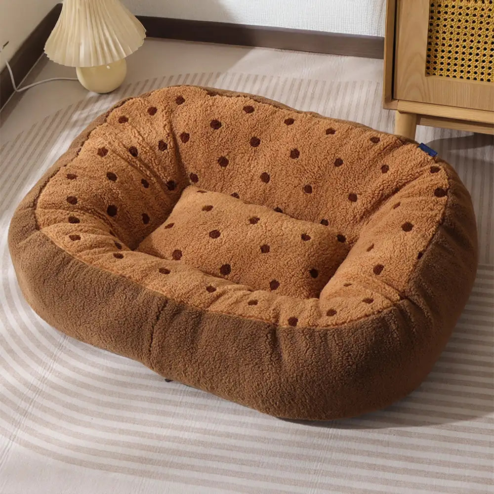 Cookie Plush Winter Warm Cozy Deep Sleep Dog Bed