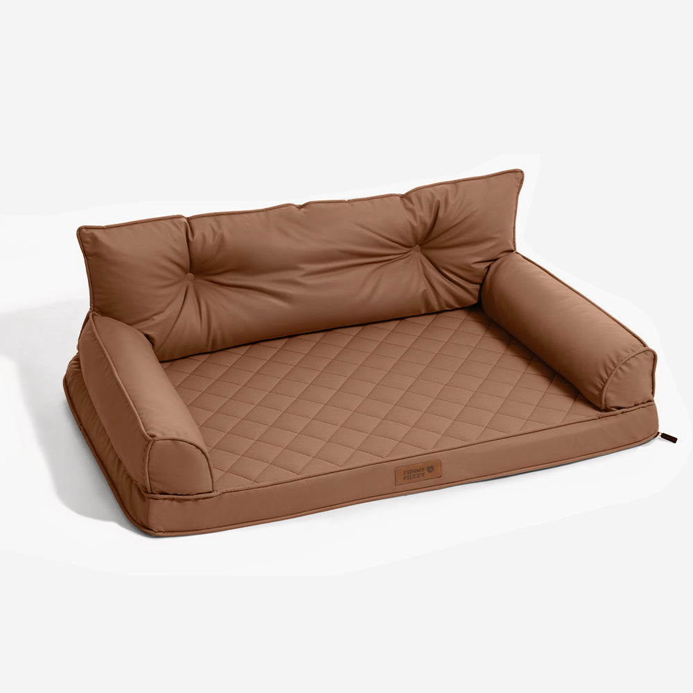 Luxe Faux Faux Leatht ortopedic ortopedic Bed de perros grande - Corelounge