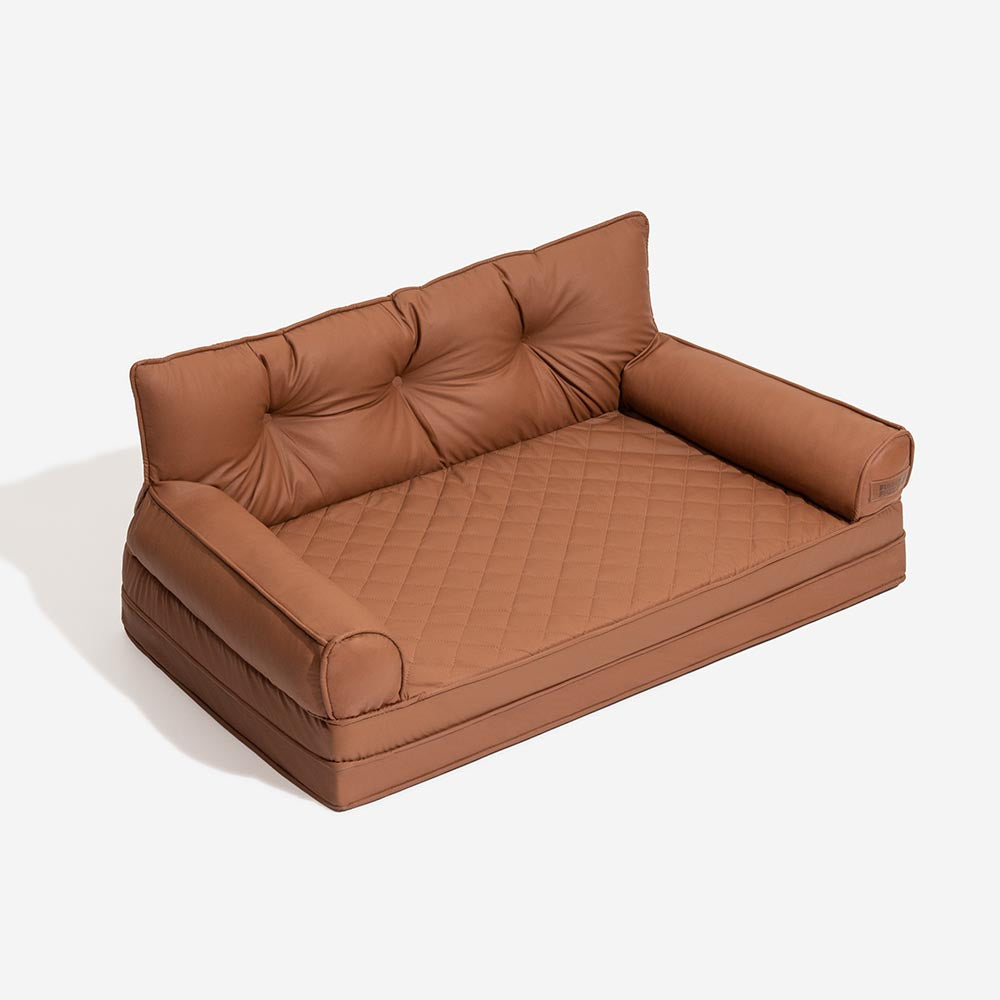 Luxe Faux Faux Leatht ortopedic ortopedic Bed de perros grande - Corelounge