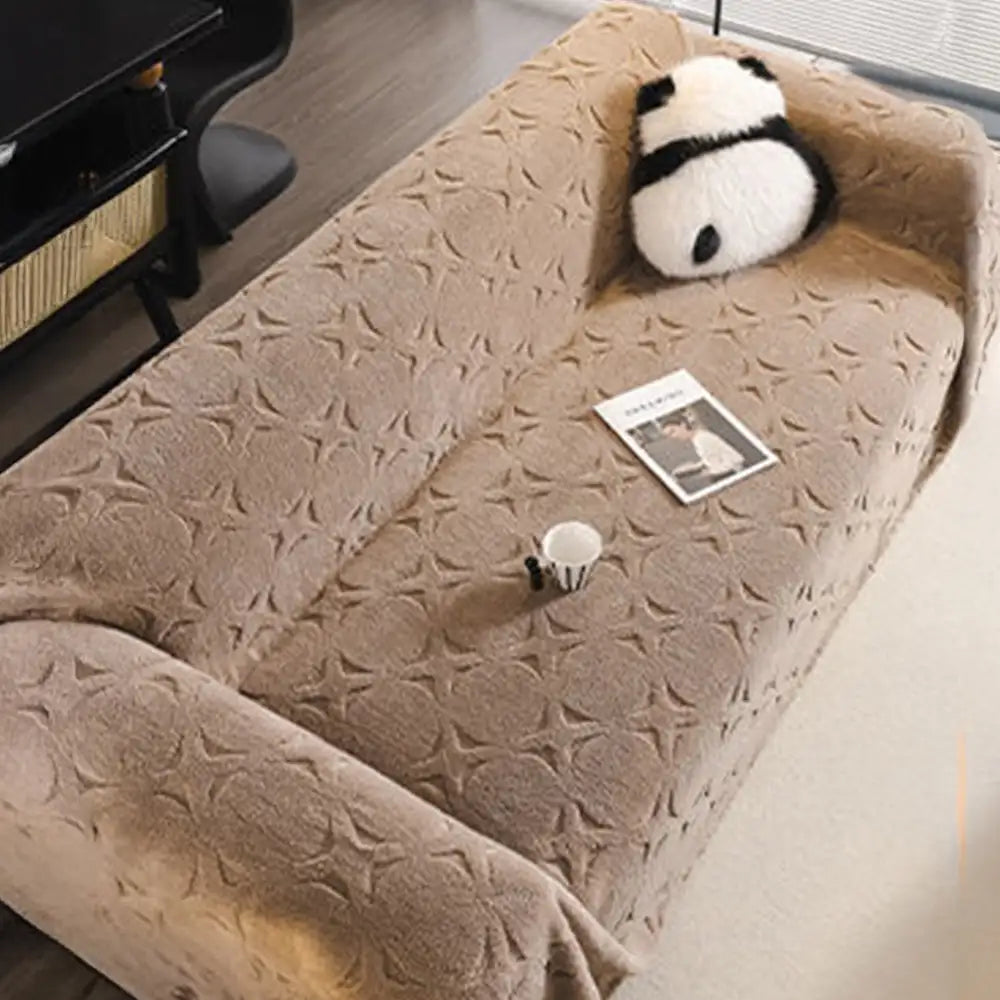 Cream Textured Jacquard Design Sofa Decorative Throw Couch Cover