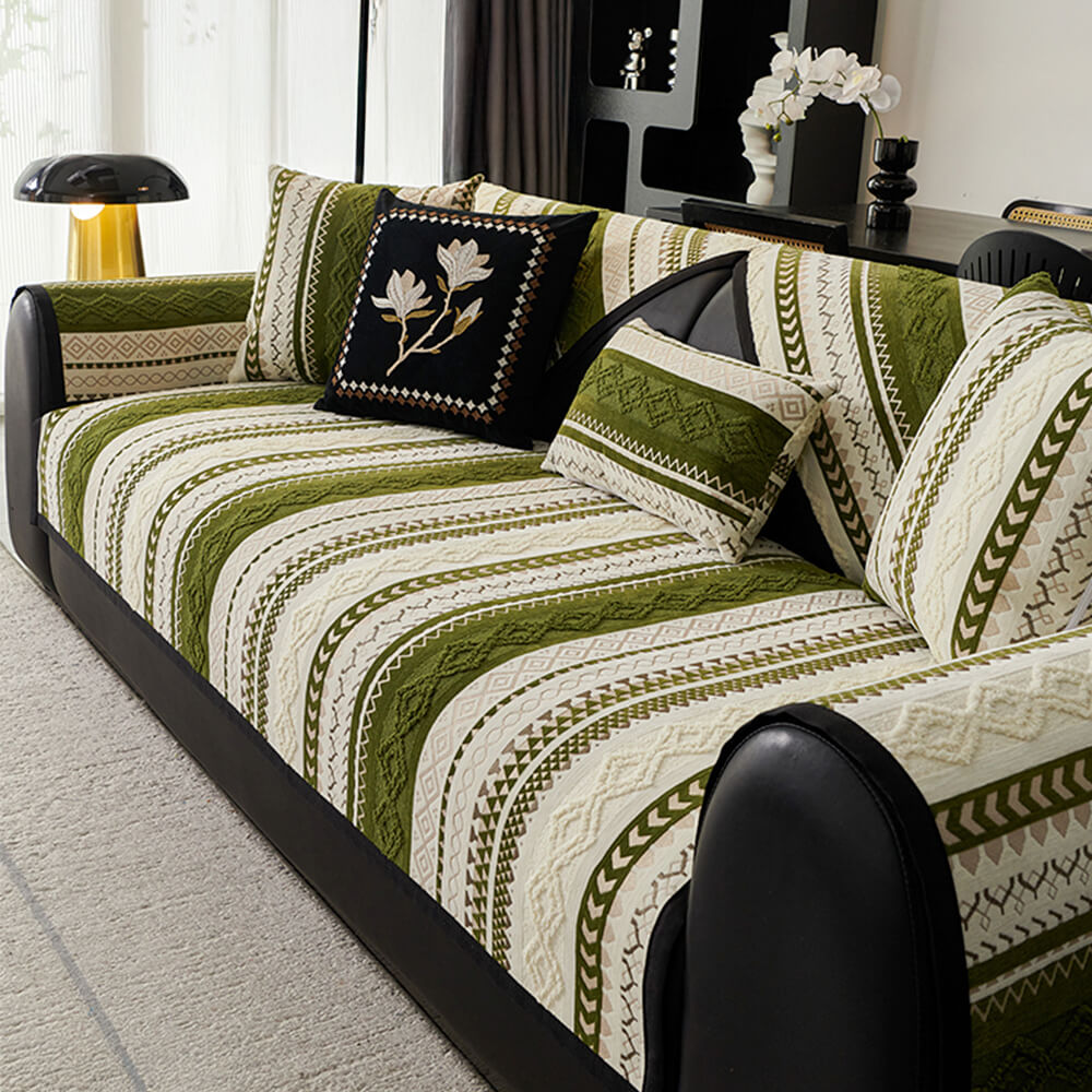 <tc>Color</tc>Funda de sofá antideslizante de gamuza tejida en bloque, suave y agradable para la piel