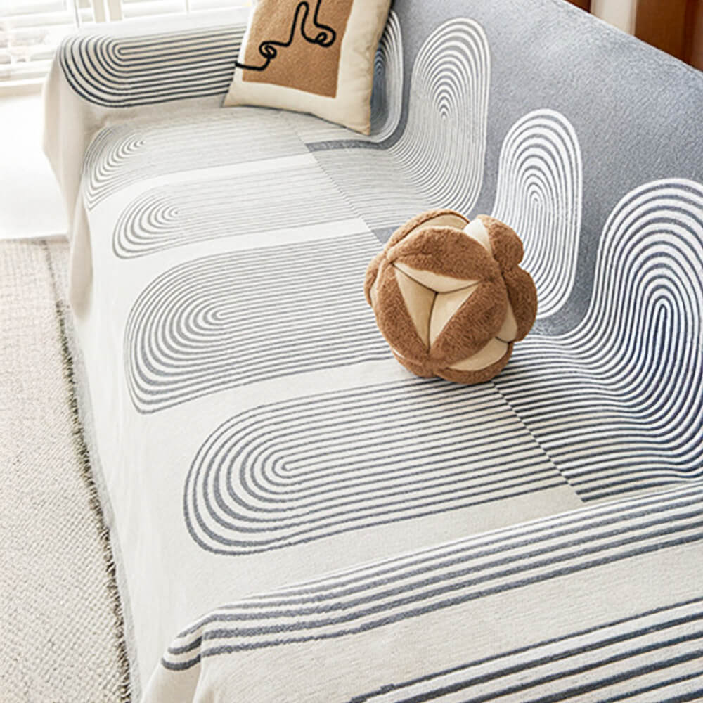 Geometric Pattern Reversible Chenille Throw Couch Cover