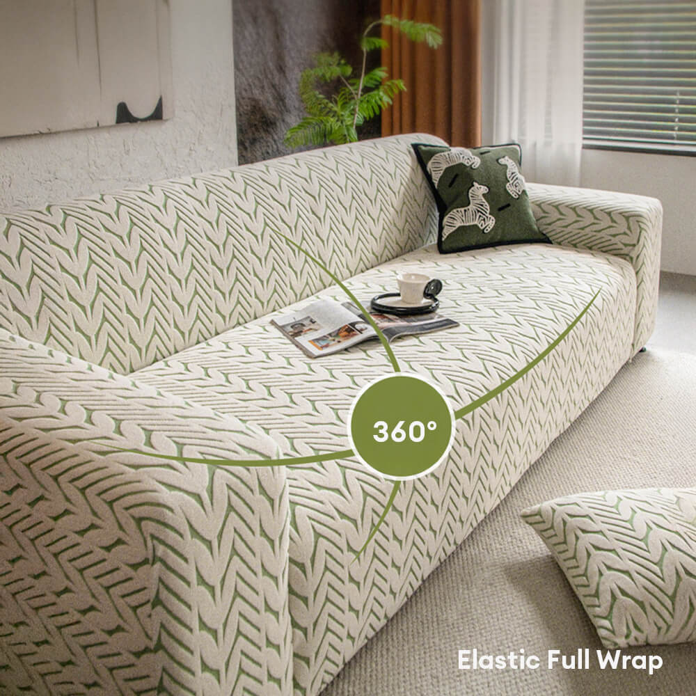 Textured Wheat Ear Pattern Jacquard Fleece Magic Couch Cover