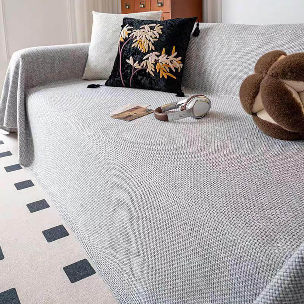 Tapa del sofá de lanzamiento resistente a los rasguños de lino tejido transpirable