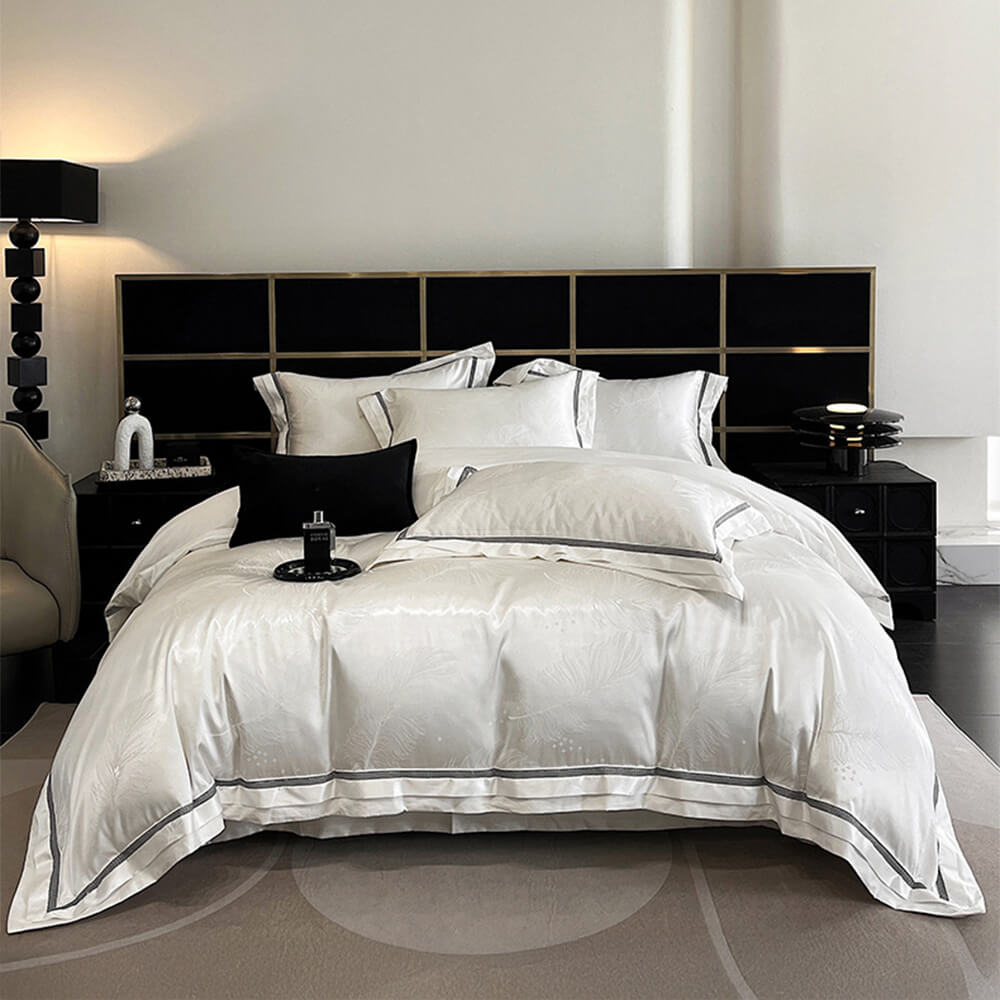 Juego de sábanas de algodón de algodón brillante de inspiración europea