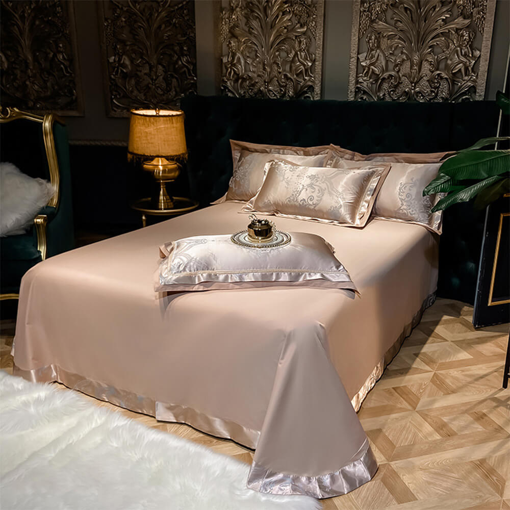 Juego de sábanas de algodón de algodón brillante de inspiración europea