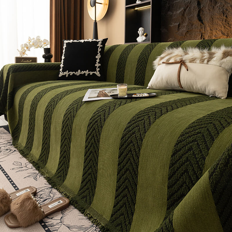 Herringbone Chenille Durable Throw Couch Cover with Seamless Pattern Stitching