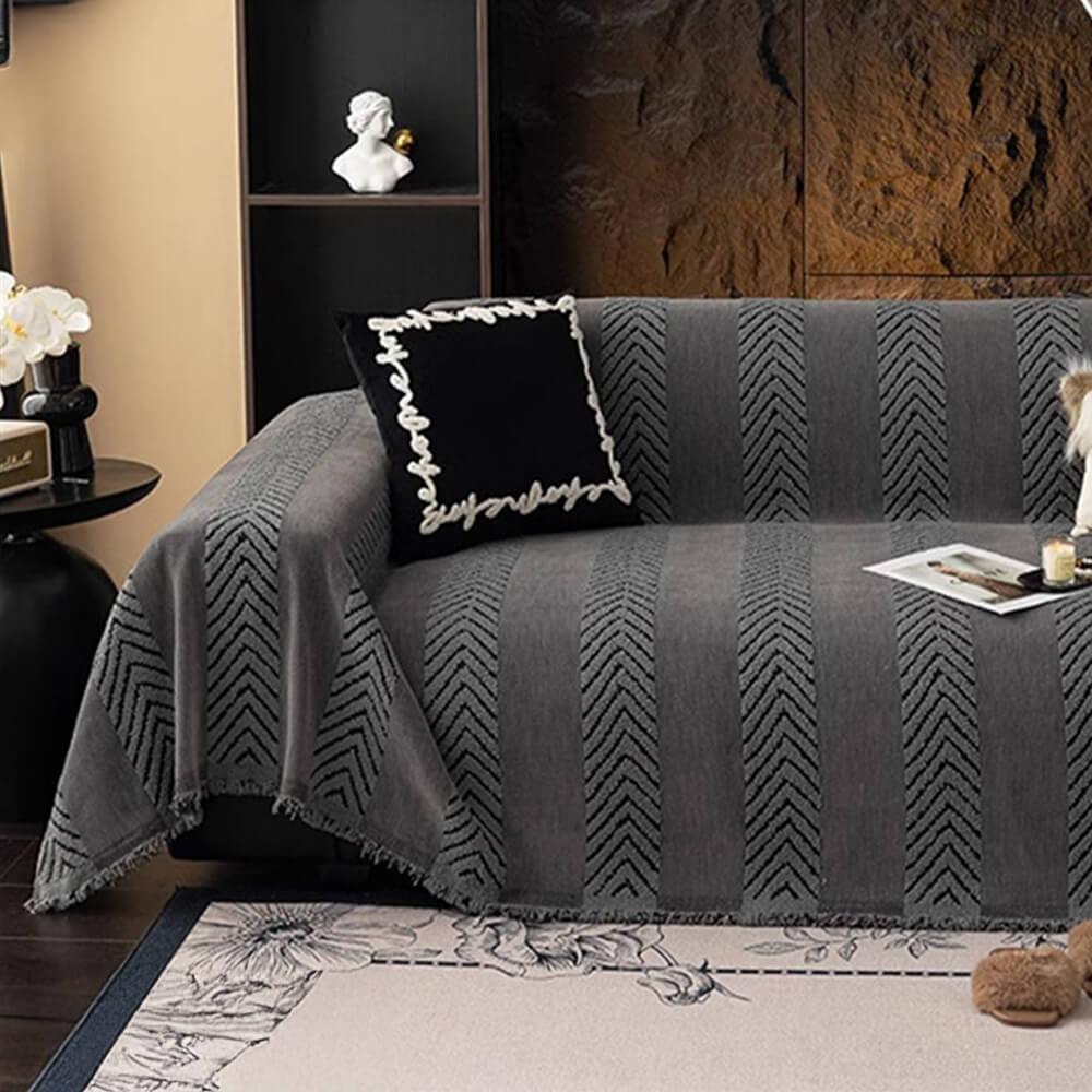 Herringbone Chenille Durable Throw Couch Cover with Seamless Pattern Stitching