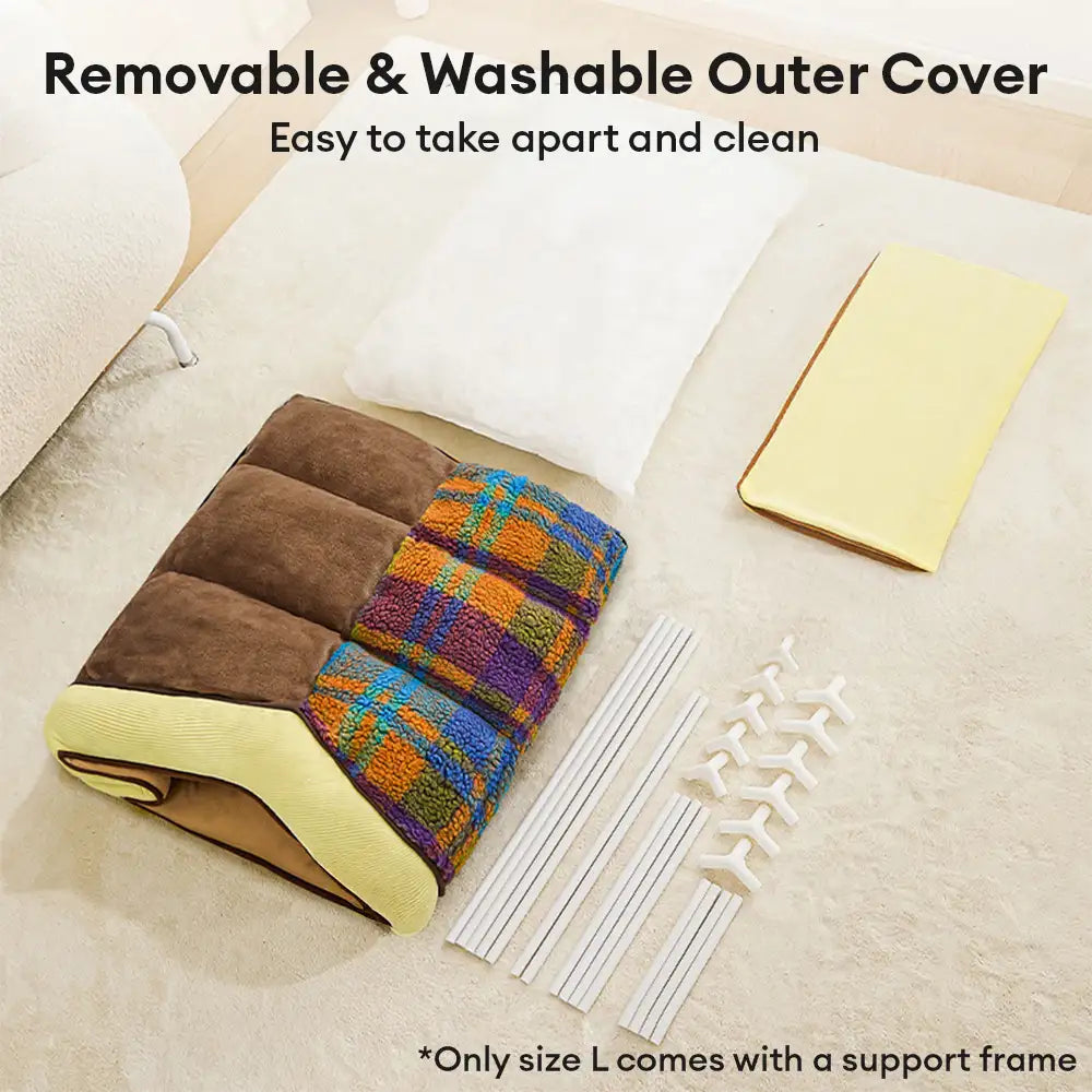 Plaid Retro Cozy Cave-Style Warm Deep Sleeping Dog & Cat Bed - Retro House