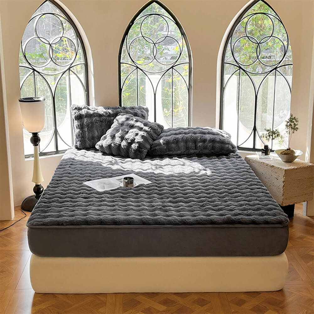 Cubierta de colchón de láminas calientes de lujosa burbuja de burbujas