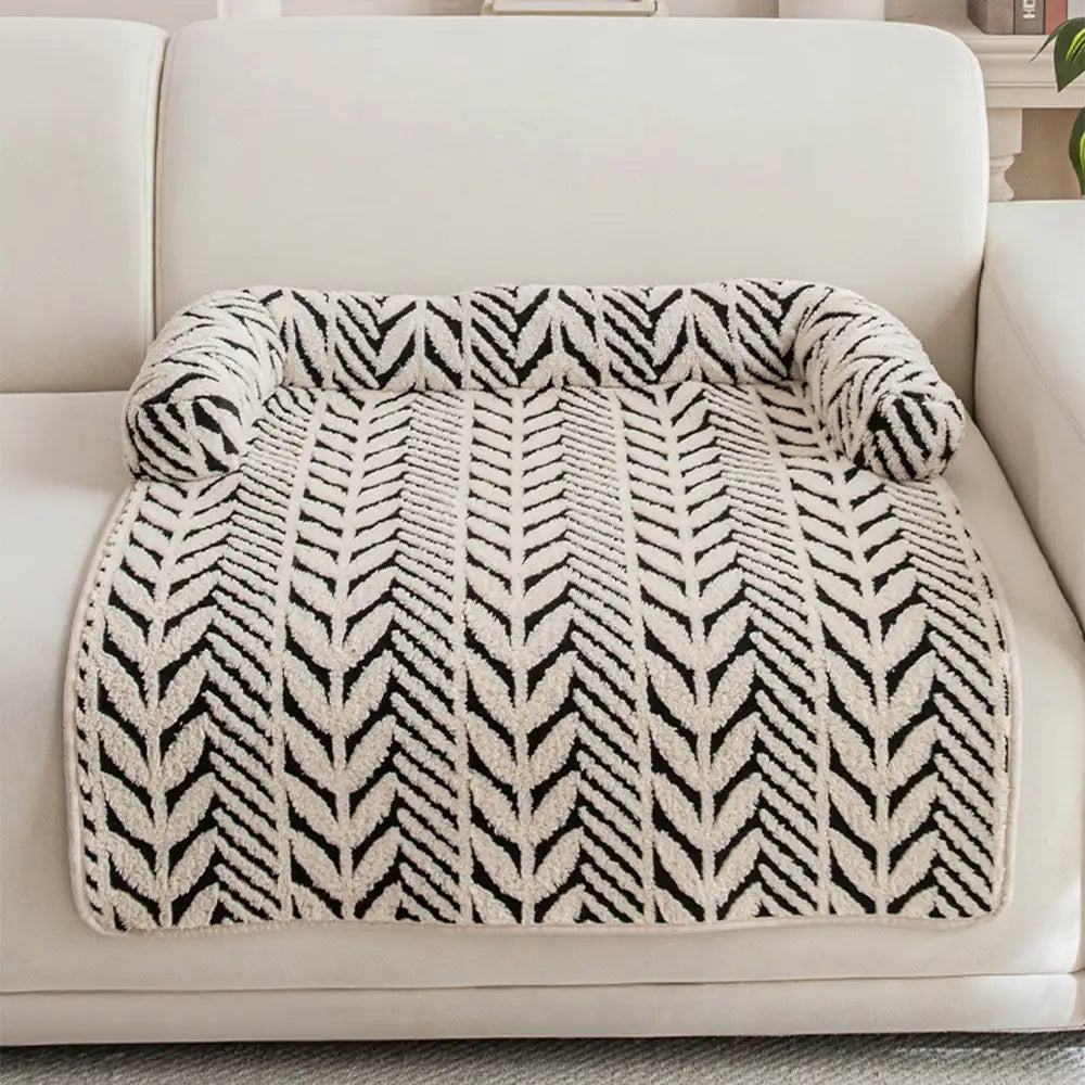 Plush Leaf Jacquard Non-Slip Pet Mat Pet Bed