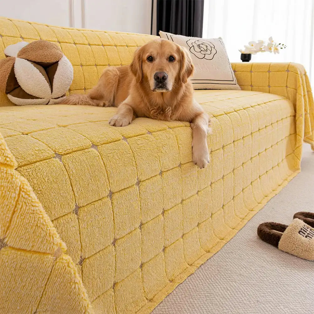 Plush Quilted Classic Checkered Comfortable Thickened Couch Cover