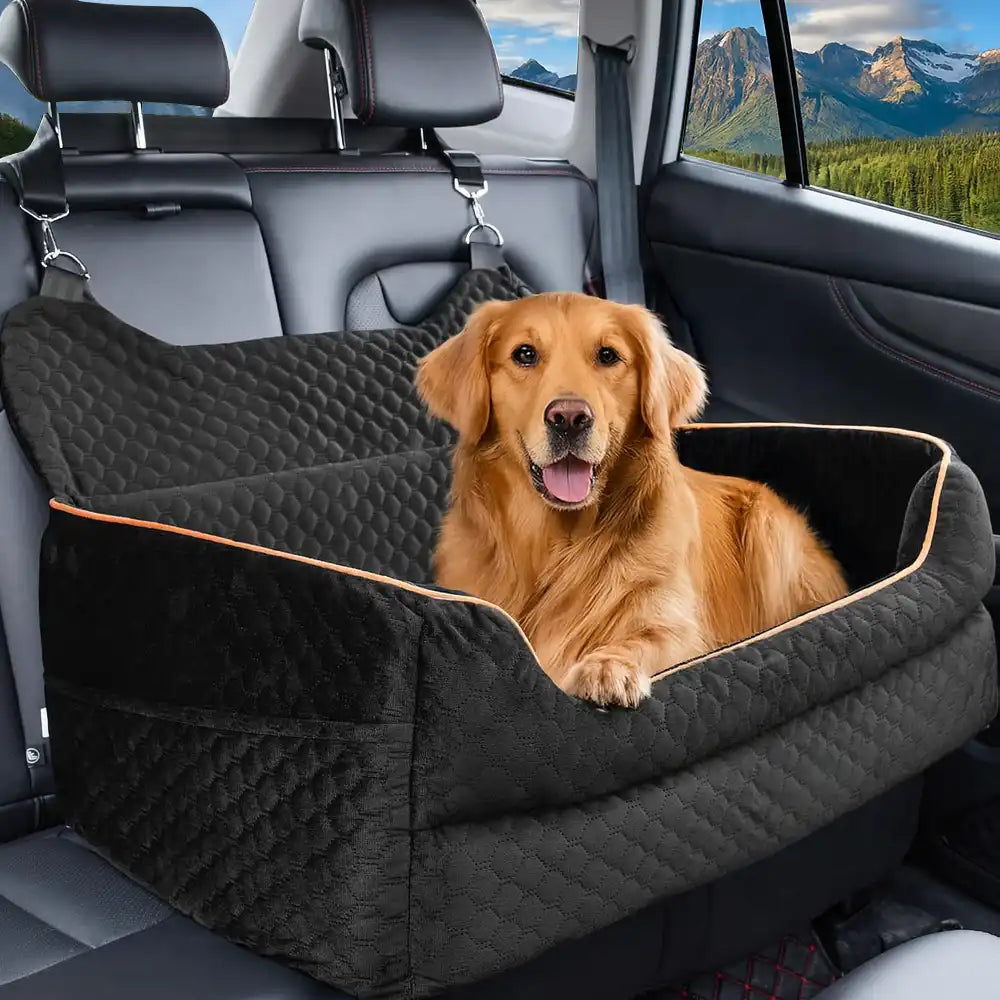 Seguridad de viaje lavable portátil Cama de asiento de refuerzo para perros grandes para asiento trasero