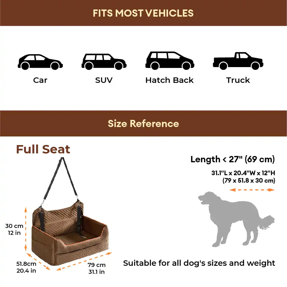 Seguridad de viaje lavable portátil Cama de asiento de refuerzo para perros grandes para asiento trasero