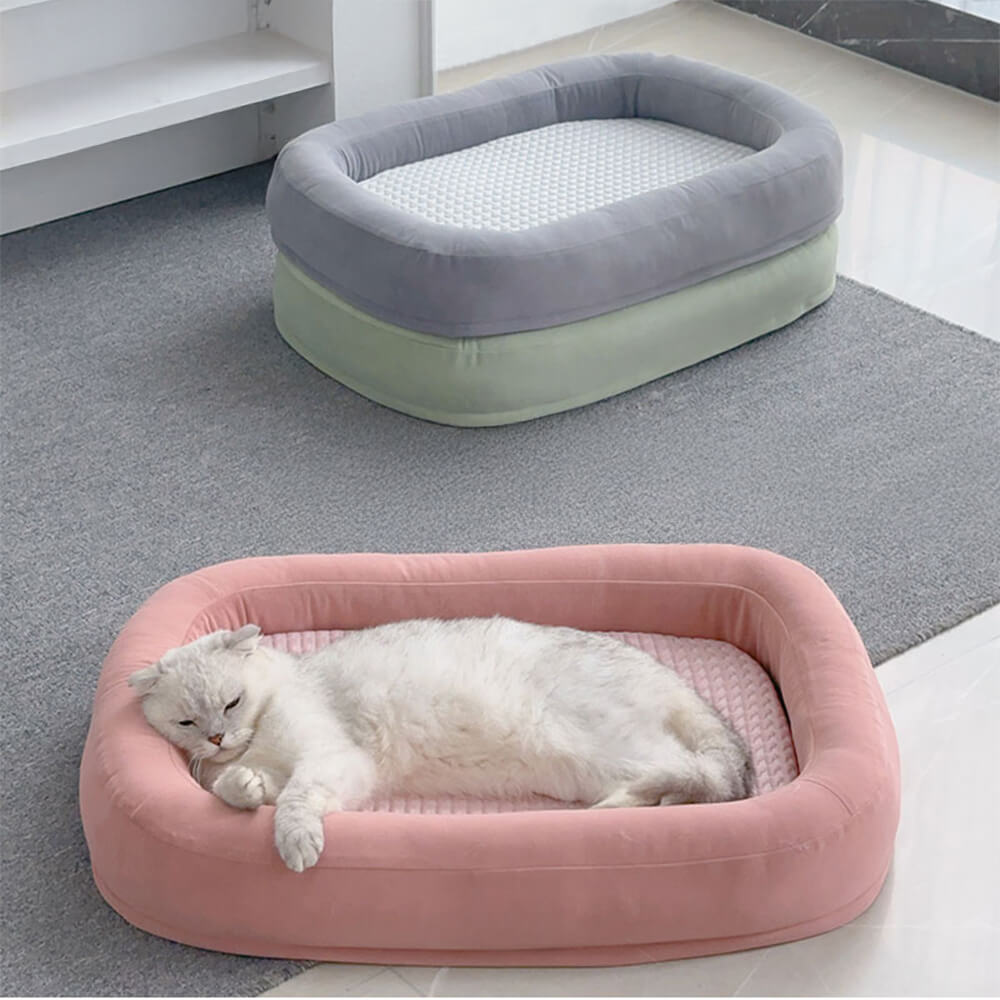Cama para perros ovalado para toda la temporada de lavable para enfriamiento de enfriamiento suave