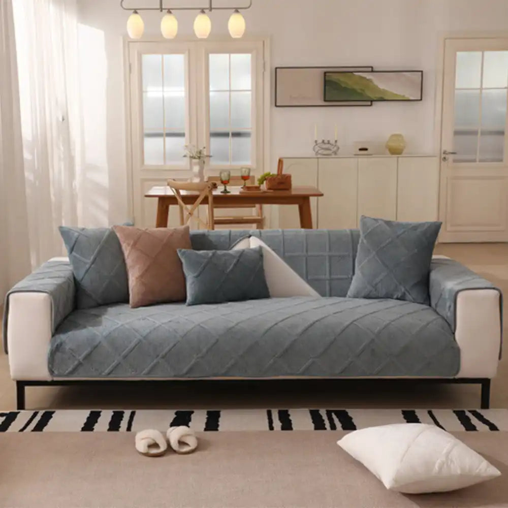 Velvety Soft Short Plush Modern Interiors Couch Cover