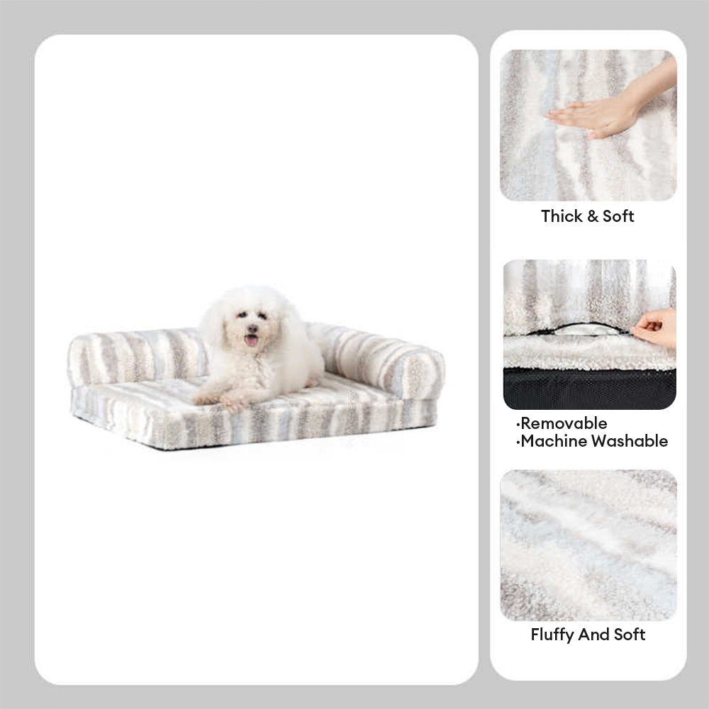 Grand lit orthopédique amovible et lavable pour chien et chat, motif zèbre