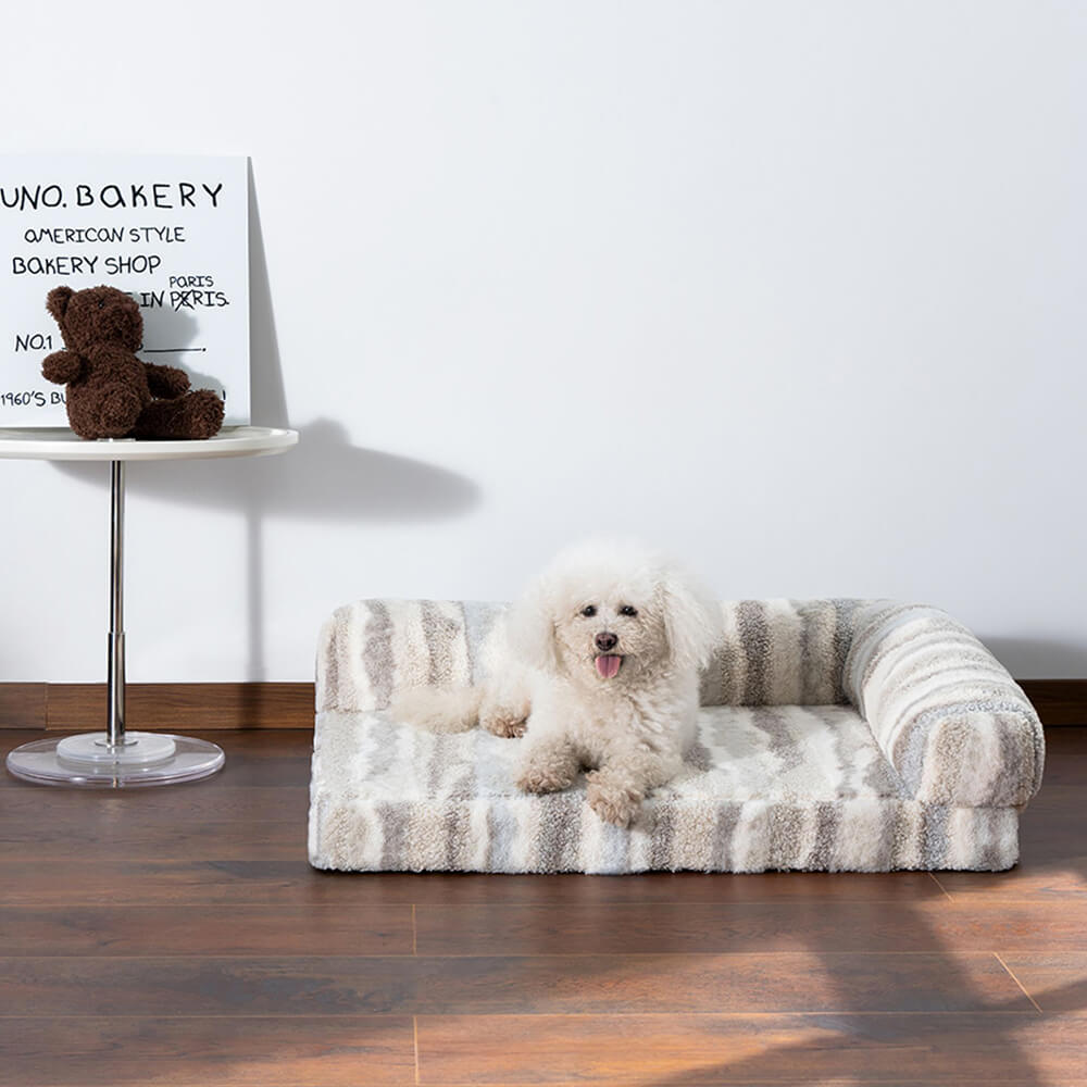 Grand lit orthopédique amovible et lavable pour chien et chat, motif zèbre