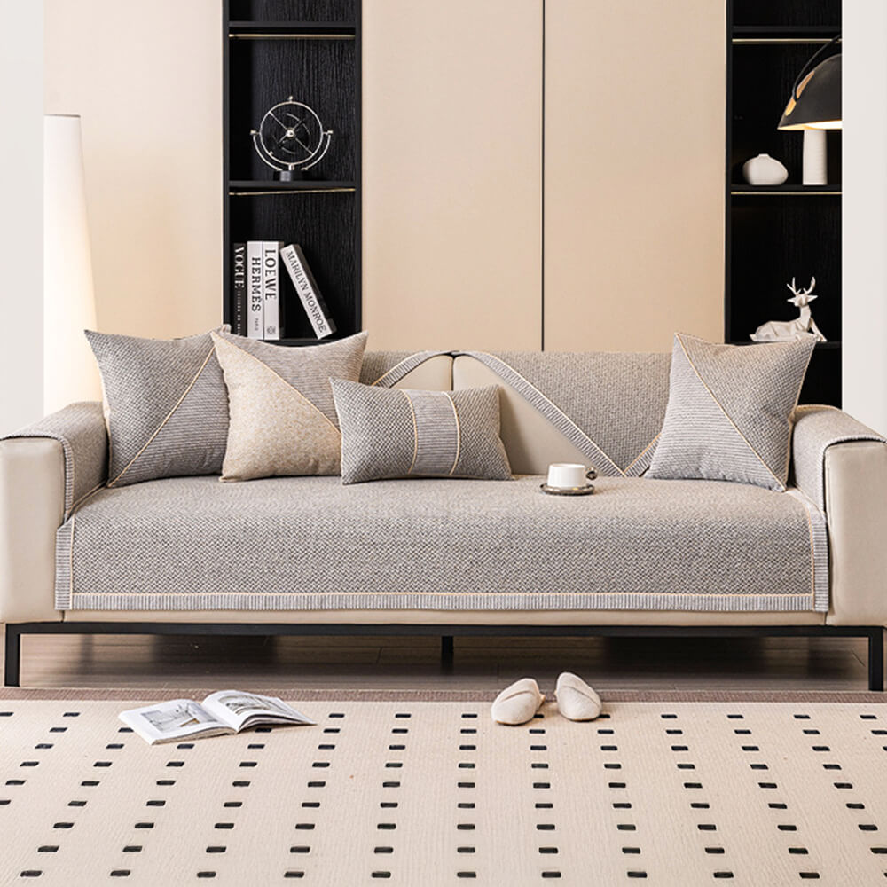 Breathable Woven Cotton Linen Non-Slip Couch Cover