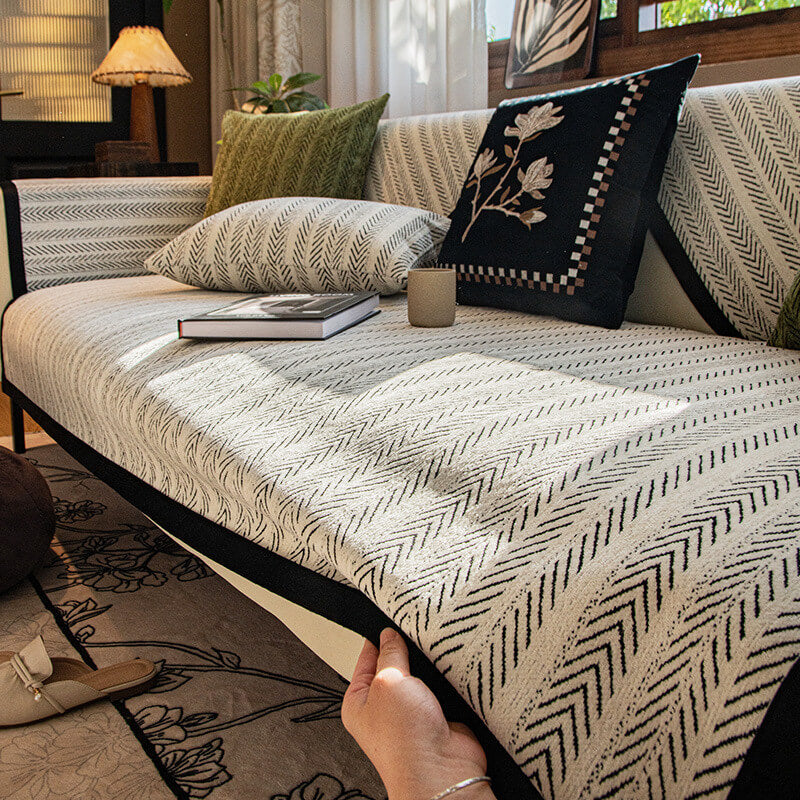 Housse de protection pour meubles en tissu chenille moderne, anti-rayures, antidérapante