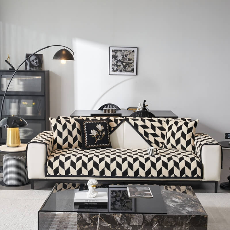 Decoración moderna de sofá de felpa Diamond Cubierta de sofá sin deslizamiento