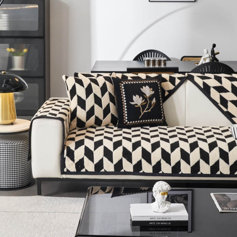 Decoración moderna de sofá de felpa Diamond Cubierta de sofá sin deslizamiento