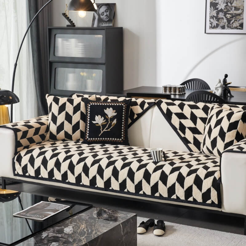 Decoración moderna de sofá de felpa Diamond Cubierta de sofá sin deslizamiento