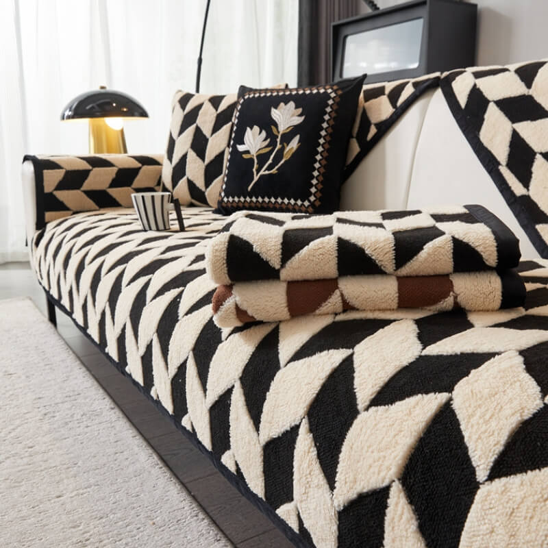 Decoración moderna de sofá de felpa Diamond Cubierta de sofá sin deslizamiento