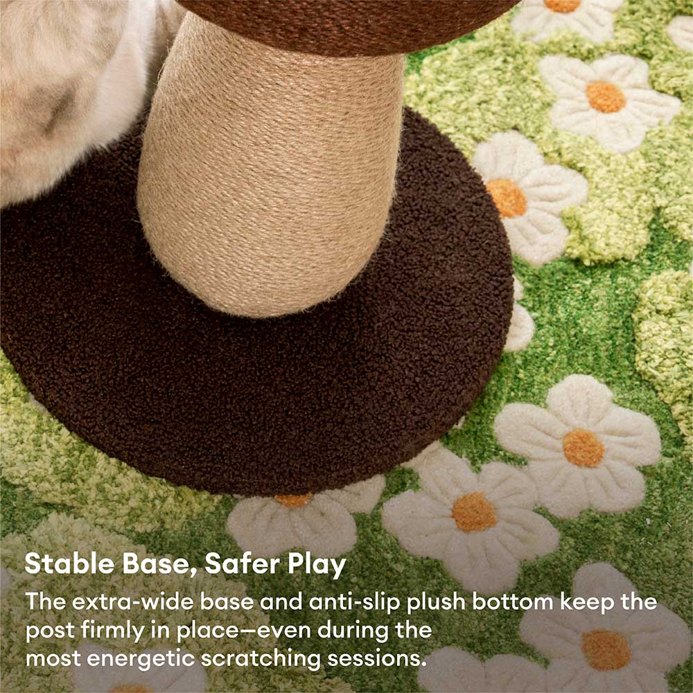 Poste de rasguño de sisal natural en forma de hongo para gatos grandes