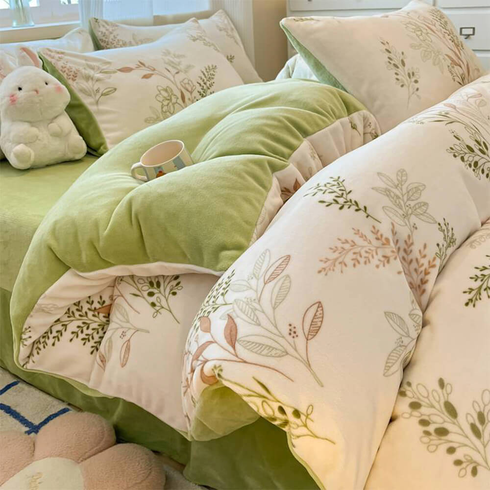 Línea Art Milk Velvet Capa de ropa de cama tibia Reta de sábana