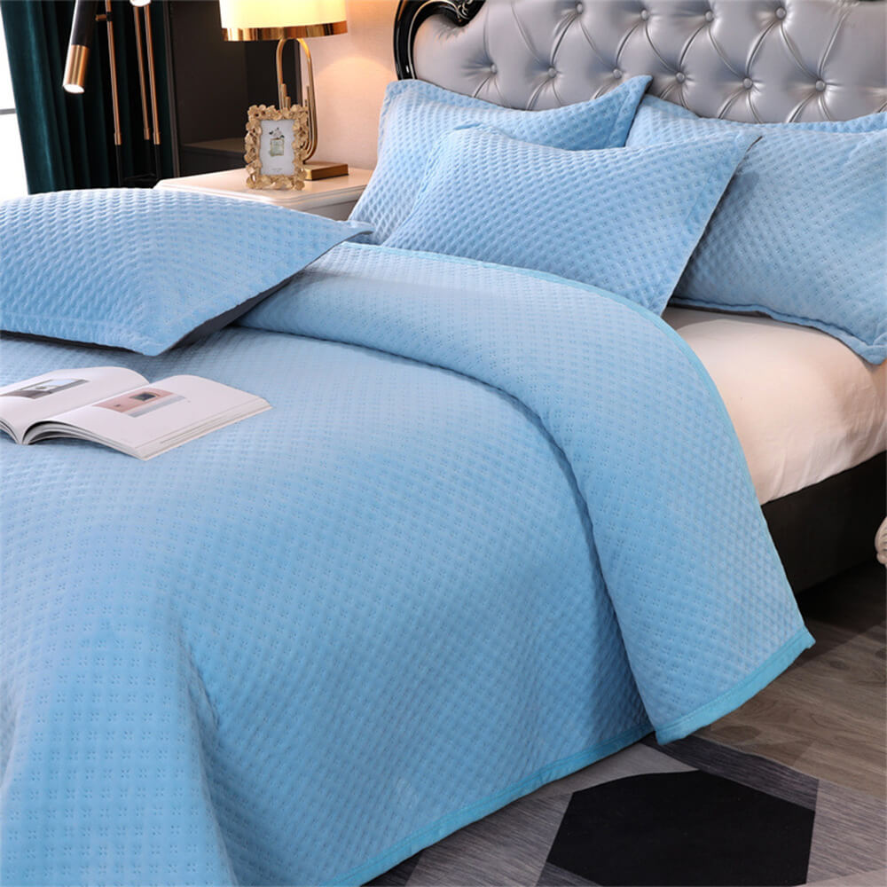 Set de colchoneta acolchada tibia de lana de lana de leche de gofre