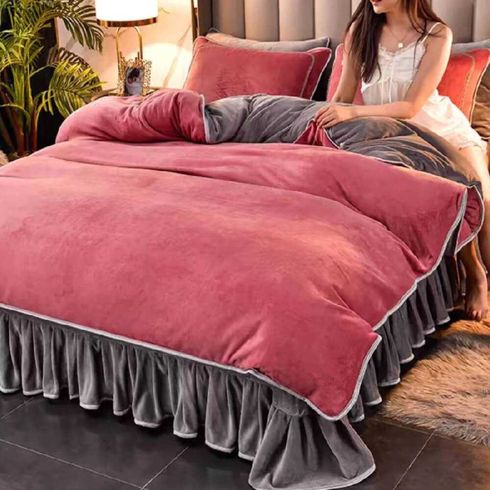 Lujo extra grueso cálido sólido <tc>Color</tc> Juego de sábanas de vellón de leche