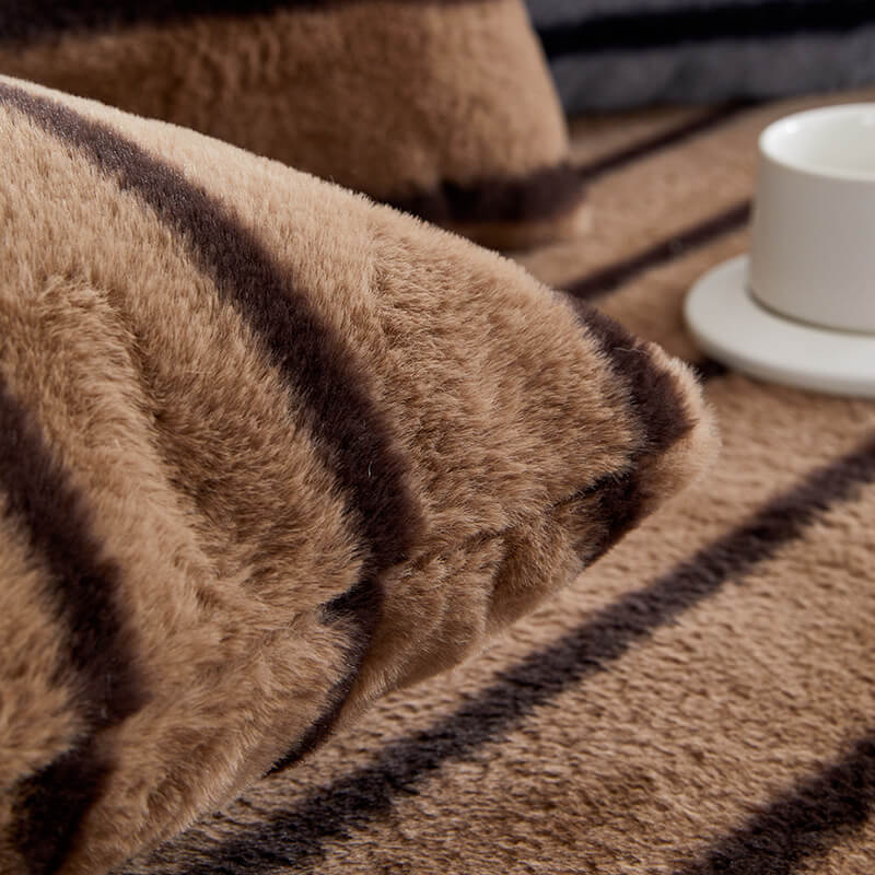 Protector de sofá de piel de conejo sin conejo rayado